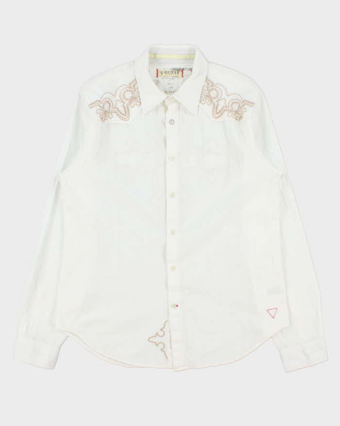 Vintage Y2K 00s Guess Striped Embroidered Long Sleeve Western Shirt - L