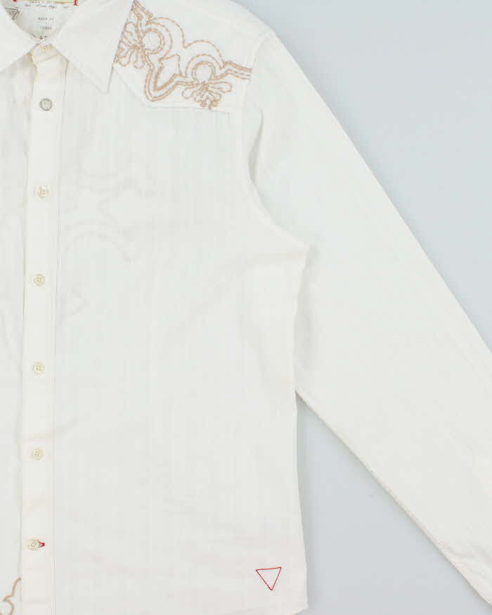 Vintage Y2K 00s Guess Striped Embroidered Long Sleeve Western Shirt - L