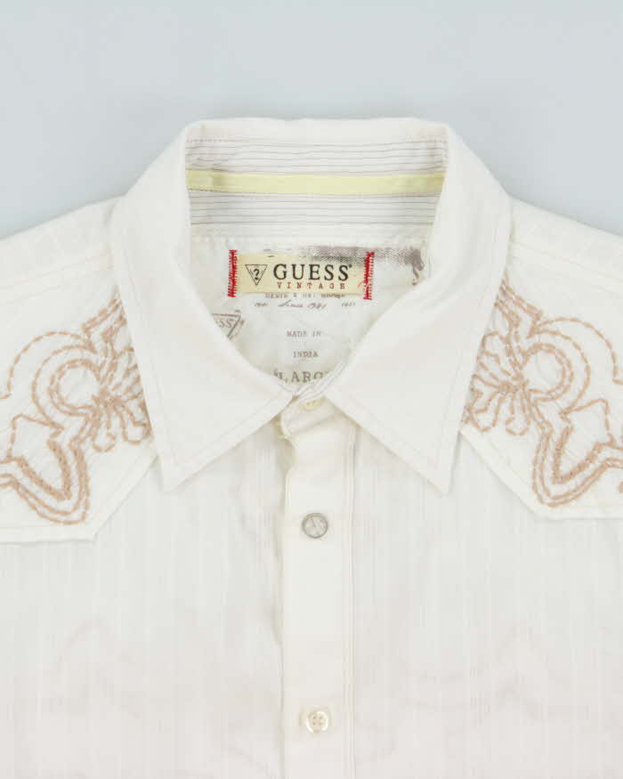Vintage Y2K 00s Guess Striped Embroidered Long Sleeve Western Shirt - L