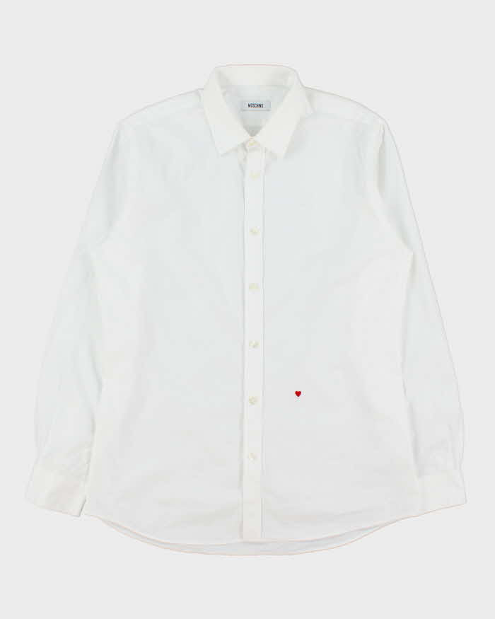 Vintage Y2K 00s Moschino Embroidered Heart Long Sleeve Shirt - L