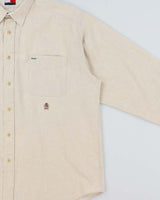 Vintage 1990s Tommy Hilfiger Linen &amp; Cotton Blend Oversized Shirt - L