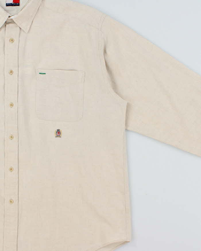 Vintage 1990s Tommy Hilfiger Linen &amp; Cotton Blend Oversized Shirt - L