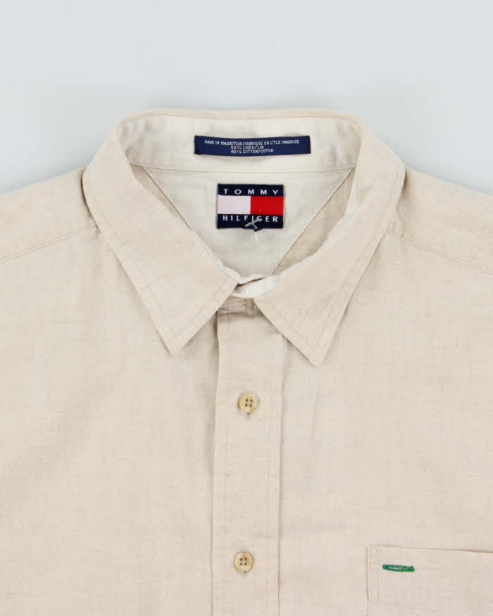 Vintage 1990s Tommy Hilfiger Linen &amp; Cotton Blend Oversized Shirt - L