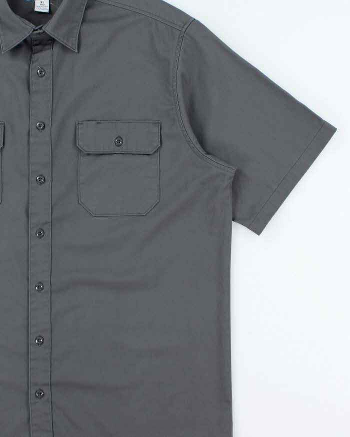 Vintage Carhartt Grey Twill Canvas Short Sleeve Workwear Shirt - XL