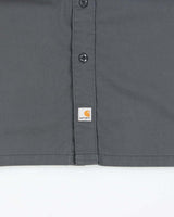 Vintage Carhartt Grey Twill Canvas Short Sleeve Workwear Shirt - XL