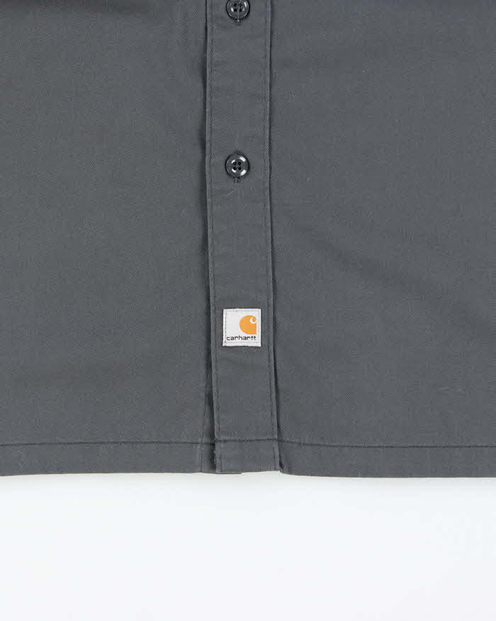 Vintage Carhartt Grey Twill Canvas Short Sleeve Workwear Shirt - XL