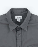Vintage Carhartt Grey Twill Canvas Short Sleeve Workwear Shirt - XL