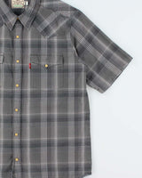 Vintage Y2K 00s Levi's Plaid Pearl Snap Button Short Sleeve Western Shirt - M