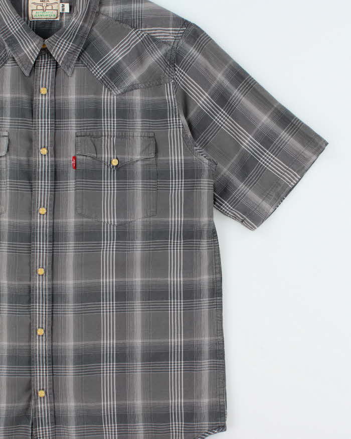 Vintage Y2K 00s Levi's Plaid Pearl Snap Button Short Sleeve Western Shirt - M