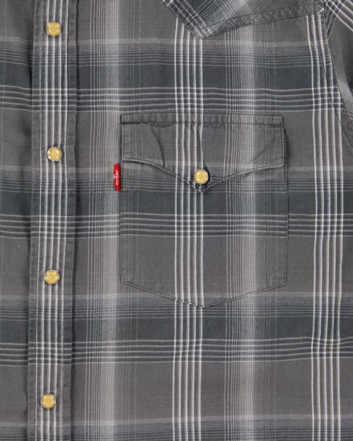 Vintage Y2K 00s Levi's Plaid Pearl Snap Button Short Sleeve Western Shirt - M