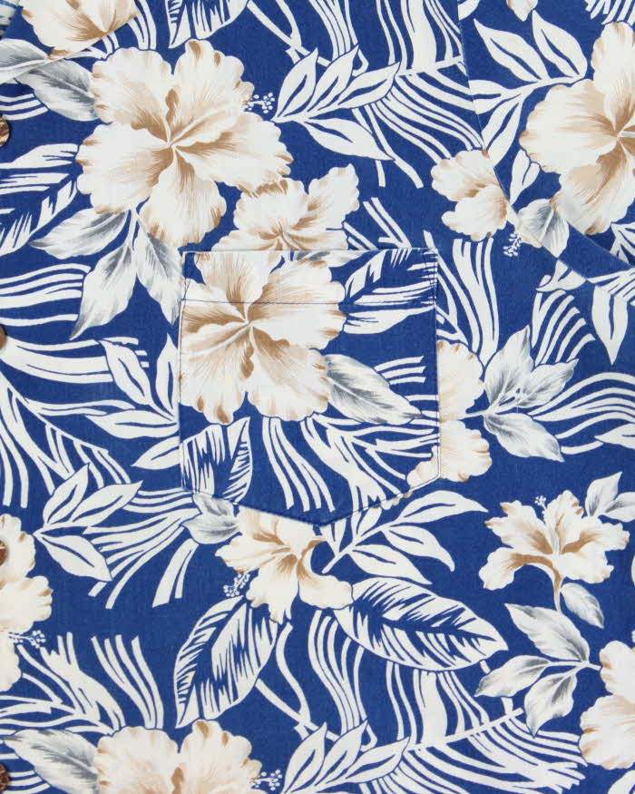 Vintage 1980s Made In USA Linen Blend Floral Hawaiian Shirt - XL