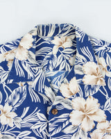 Vintage 1980s Made In USA Linen Blend Floral Hawaiian Shirt - XL