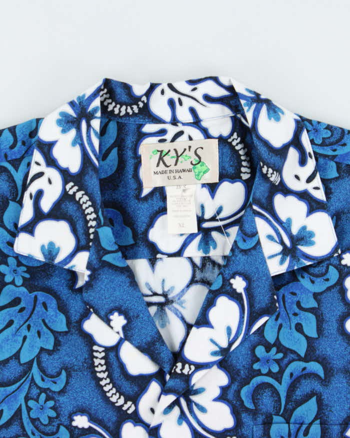 Vintage 1990s Ky's Made In USA Floral Hawaiian Shirt - XL