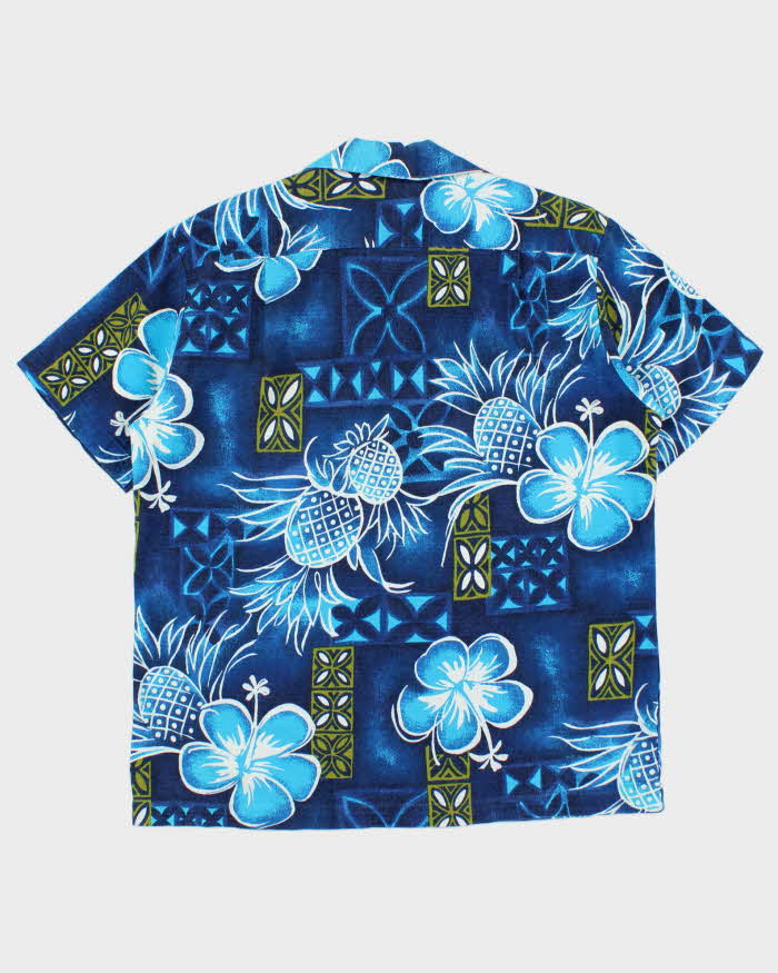 Vintage 1960s Made In USA Barkcloth Polynesian Tiki Hawaiian Shirt - L