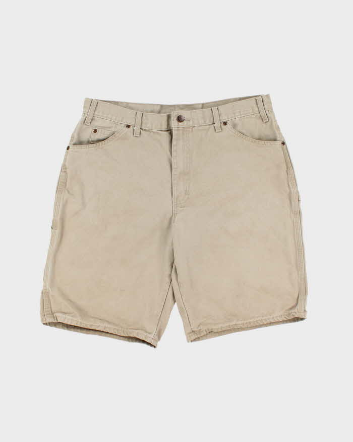 Vintage Dickies Khaki Canvas Loose Fit Wide Leg Carpenter Shorts - W36