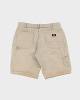 Vintage Dickies Khaki Canvas Loose Fit Wide Leg Carpenter Shorts - W36