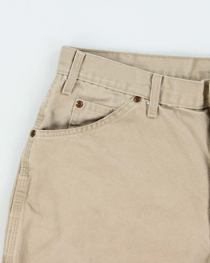 Vintage Dickies Khaki Canvas Loose Fit Wide Leg Carpenter Shorts - W36