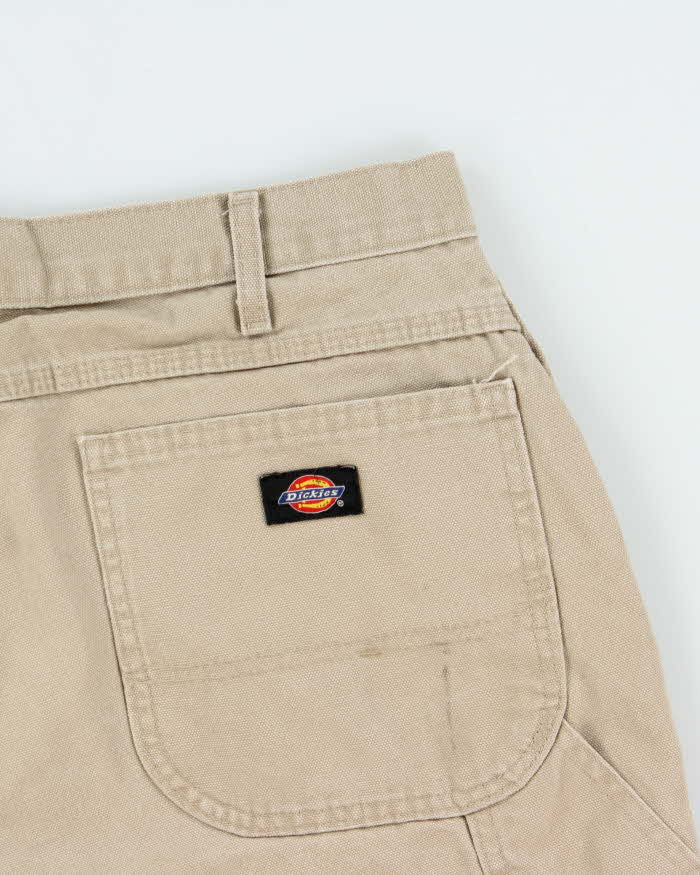 Vintage Dickies Khaki Canvas Loose Fit Wide Leg Carpenter Shorts - W36