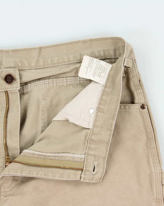 Vintage Dickies Khaki Canvas Loose Fit Wide Leg Carpenter Shorts - W36