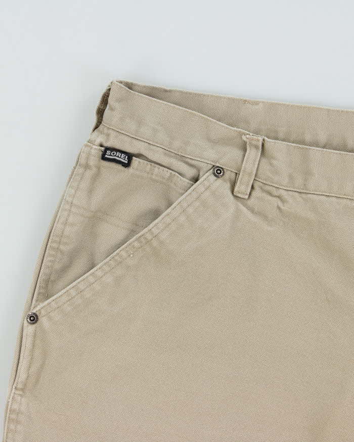 Vintage Sorel Khaki Canvas Relaxed Fit Wide Leg Carpenter Shorts - W38