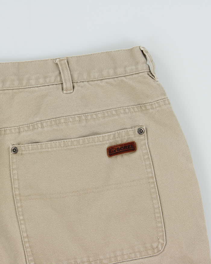 Vintage Sorel Khaki Canvas Relaxed Fit Wide Leg Carpenter Shorts - W38