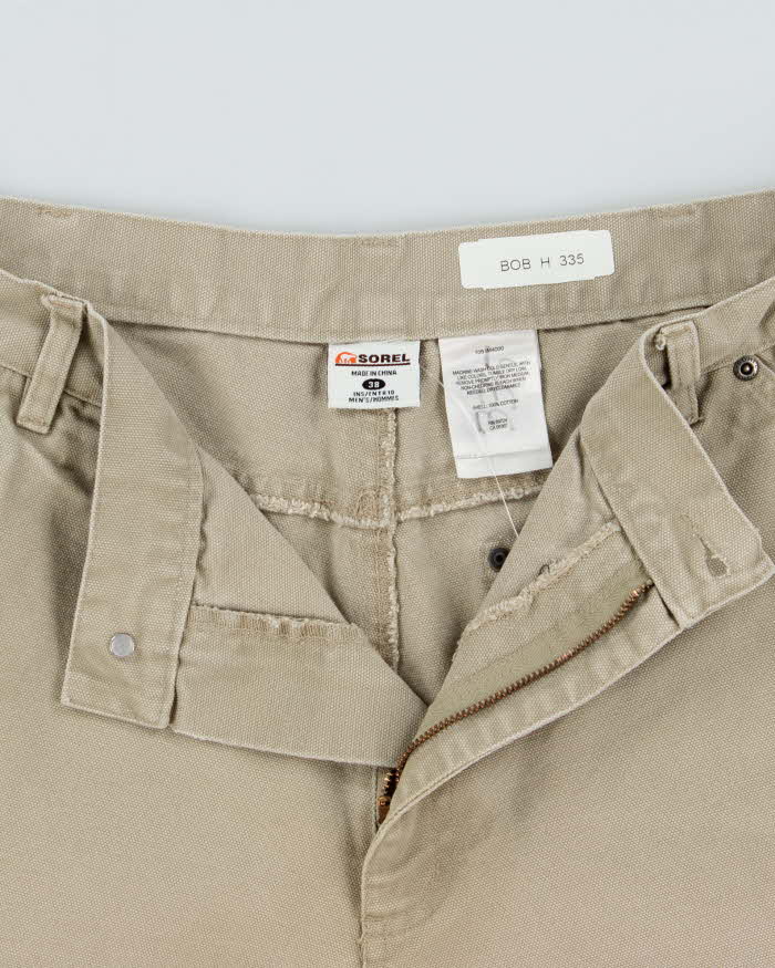 Vintage Sorel Khaki Canvas Relaxed Fit Wide Leg Carpenter Shorts - W38