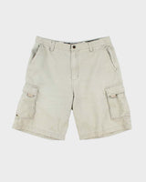 Vintage Y2K 00s Quiksilver Khaki Canvas Loose Fit Wide Leg Cargo Shorts - W34