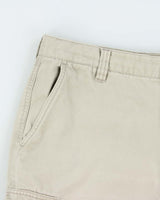 Vintage Y2K 00s Quiksilver Khaki Canvas Loose Fit Wide Leg Cargo Shorts - W34