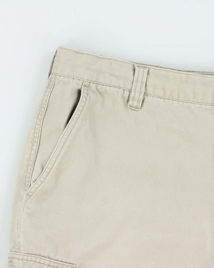 Vintage Y2K 00s Quiksilver Khaki Canvas Loose Fit Wide Leg Cargo Shorts - W34