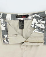 Vintage Y2K 00s Quiksilver Khaki Canvas Loose Fit Wide Leg Cargo Shorts - W34