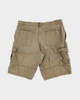 Vintage Y2K 00s Nike Ath Dept. Khaki Canvas Loose Fit Wide Leg Cargo Shorts - L