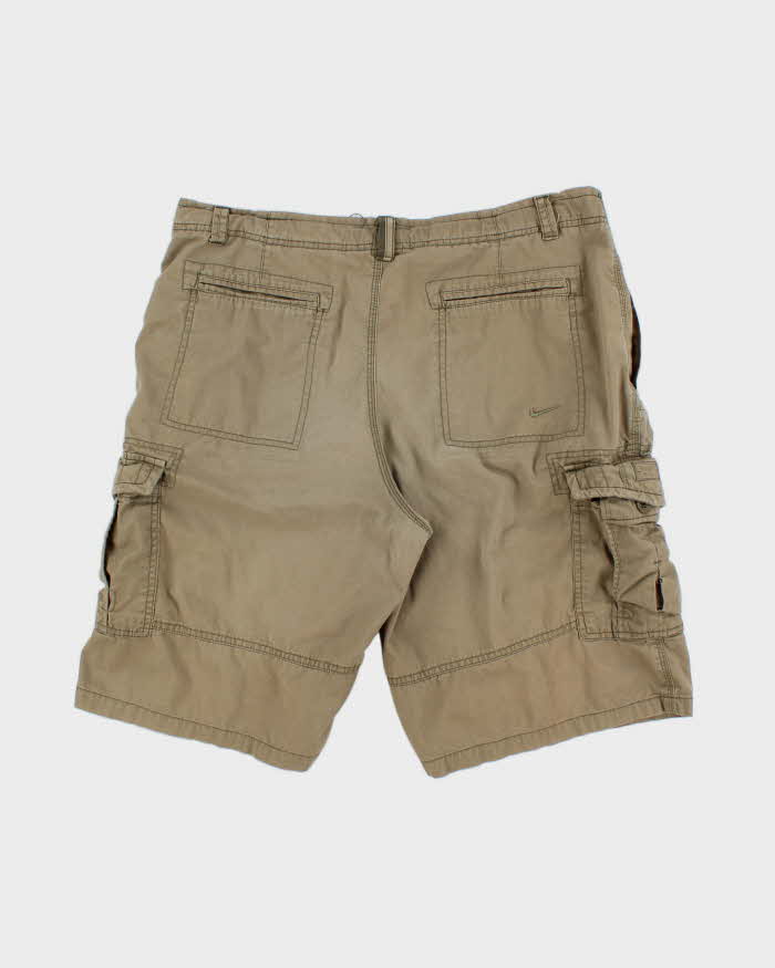 Vintage Y2K 00s Nike Ath Dept. Khaki Canvas Loose Fit Wide Leg Cargo Shorts - L