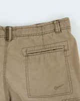 Vintage Y2K 00s Nike Ath Dept. Khaki Canvas Loose Fit Wide Leg Cargo Shorts - L