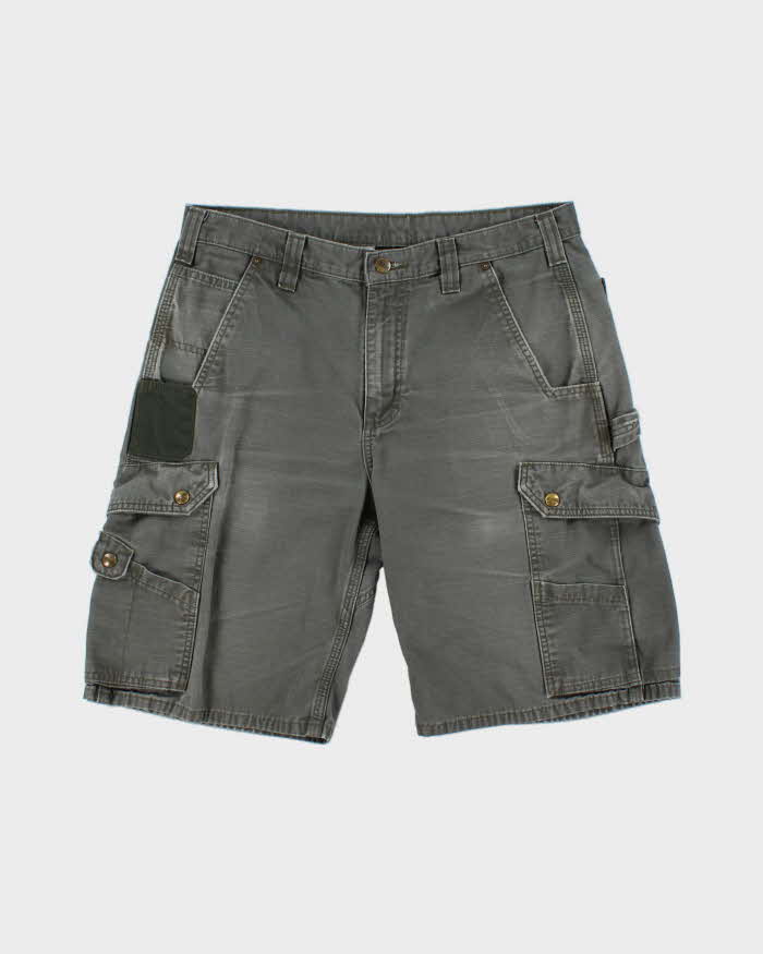 Vintage Carhartt Moss Ripstop Rugged Flex Canvas Relaxed Fit Carpenter Shorts - W34