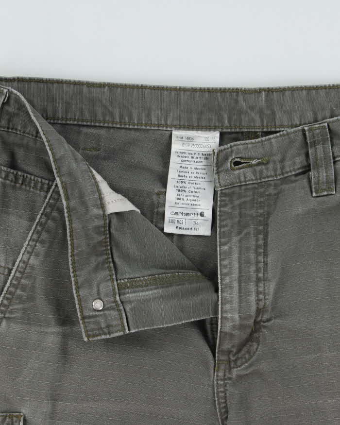 Vintage Carhartt Moss Ripstop Rugged Flex Canvas Relaxed Fit Carpenter Shorts - W34