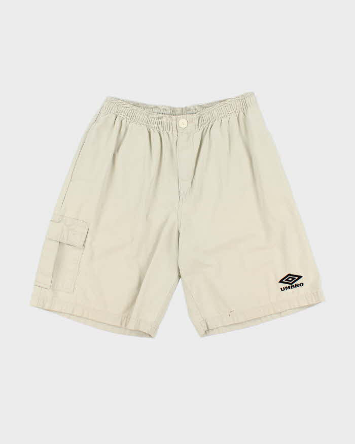 Vintage 1990s Umbro Desert Khaki Canvas Wide Leg Relaxed Fit Shorts - M