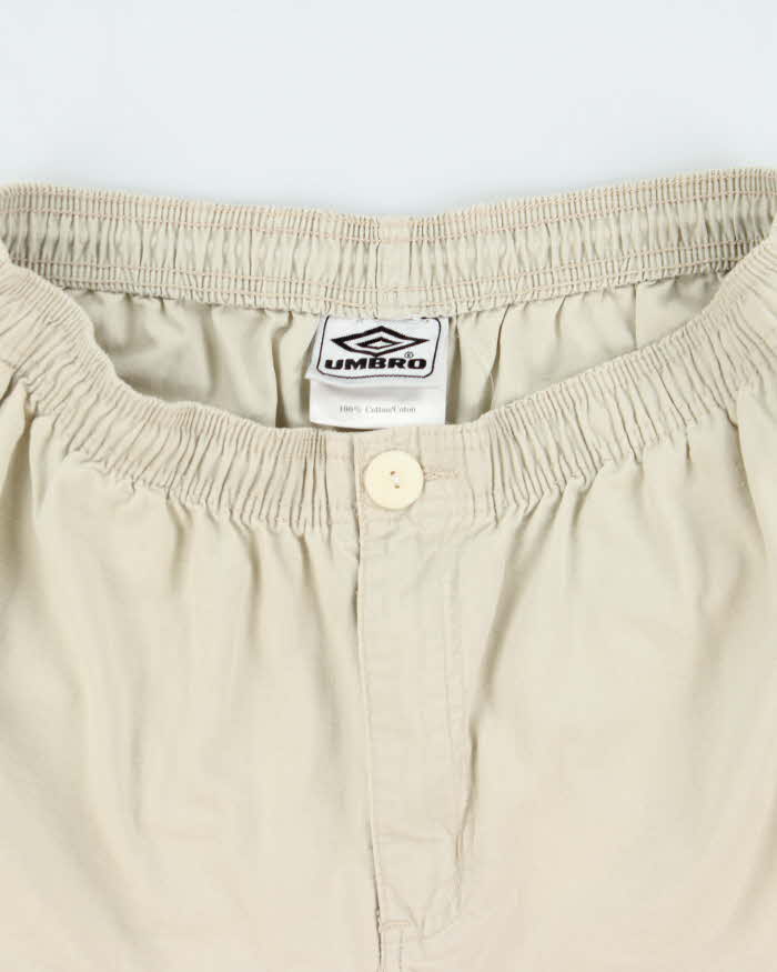 Vintage 1990s Umbro Desert Khaki Canvas Wide Leg Relaxed Fit Shorts - M