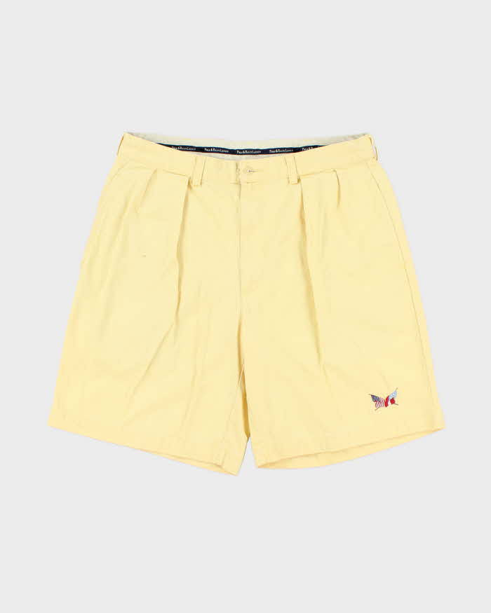 Vintage 1990s Polo Ralph Lauren High Waisted Double Pleated Relaxed Fit Wide Leg Classic Chino Flag Bermuda Shorts - W34