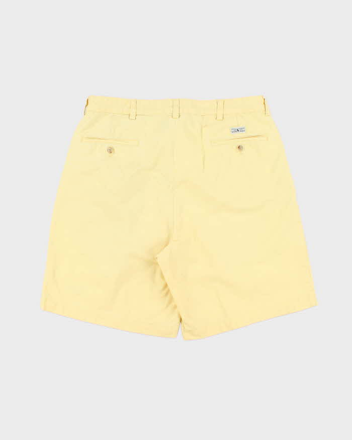 Vintage 1990s Polo Ralph Lauren High Waisted Double Pleated Relaxed Fit Wide Leg Classic Chino Flag Bermuda Shorts - W34