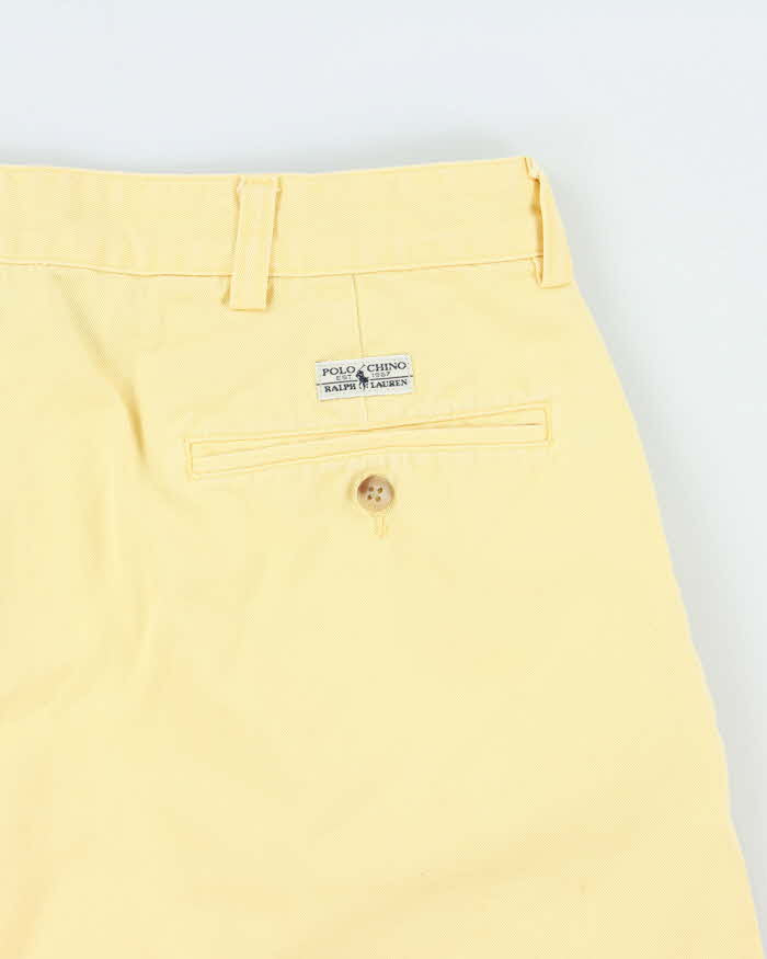 Vintage 1990s Polo Ralph Lauren High Waisted Double Pleated Relaxed Fit Wide Leg Classic Chino Flag Bermuda Shorts - W34