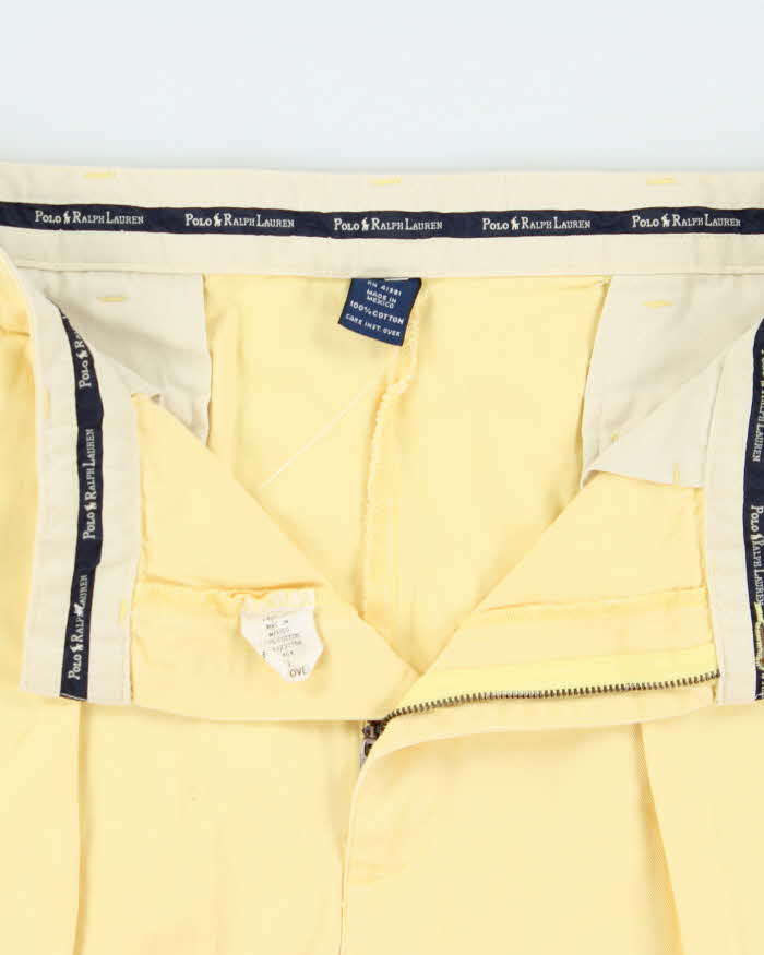 Vintage 1990s Polo Ralph Lauren High Waisted Double Pleated Relaxed Fit Wide Leg Classic Chino Flag Bermuda Shorts - W34