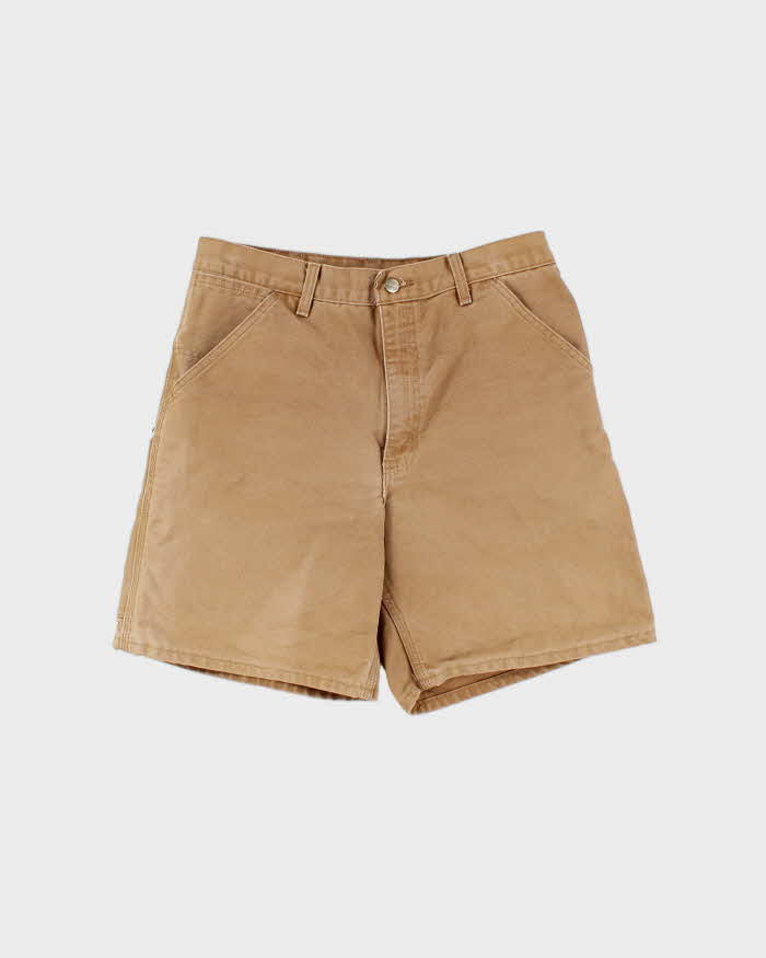 Vintage 1999 Carhartt B25 BRN Union Made In USA Duck Canvas Wide Leg Relaxed Fit Knee Carpenter Shorts - W32