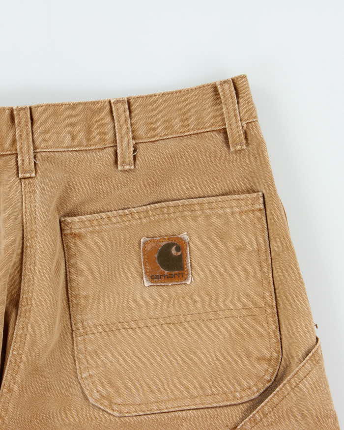 Vintage 1999 Carhartt B25 BRN Union Made In USA Duck Canvas Wide Leg Relaxed Fit Knee Carpenter Shorts - W32