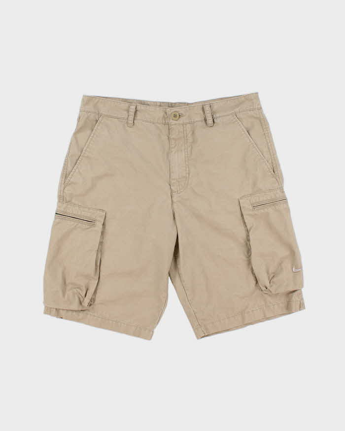 Vintage Y2K 00s Nike Ath Dept. Desert Khaki Canvas Relaxed Fit Cargo Shorts - W34