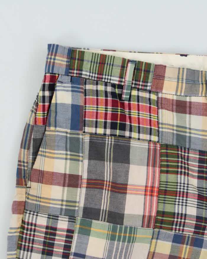 Vintage Polo Ralph Lauren Patchwork Plaid Madras Relaxed Classic Fit Lightweight Chino Shorts - W36