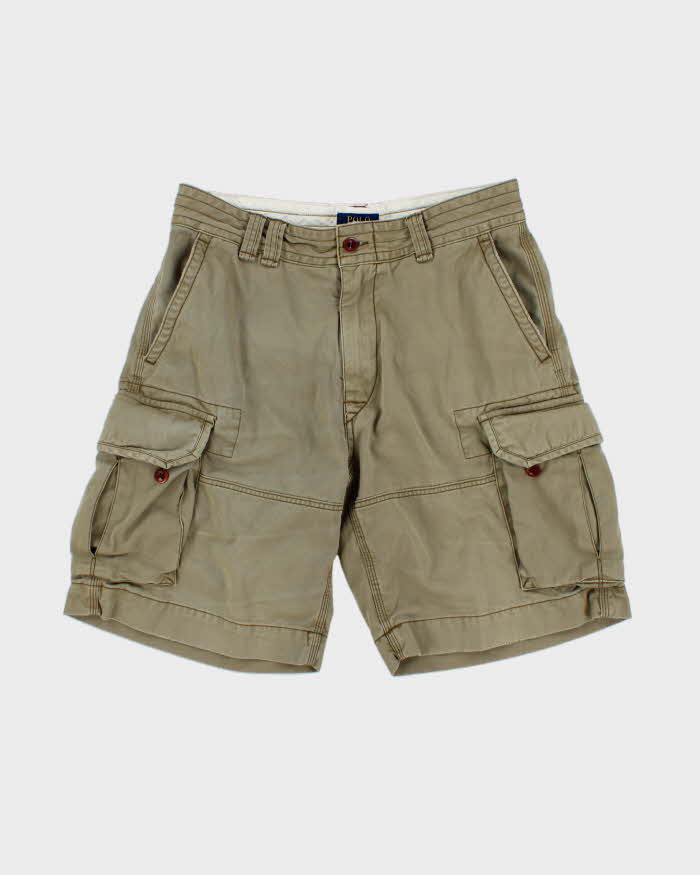 Vintage Polo Ralph Lauren Khaki Relaxed Fit Classic Chino Cargo Shorts - W33