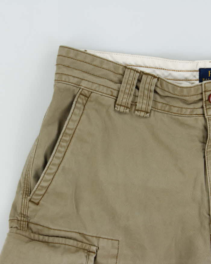 Vintage Polo Ralph Lauren Khaki Relaxed Fit Classic Chino Cargo Shorts - W33