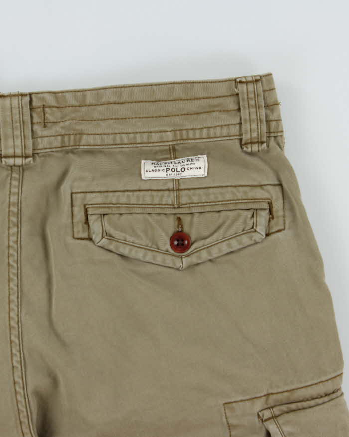 Vintage Polo Ralph Lauren Khaki Relaxed Fit Classic Chino Cargo Shorts - W33