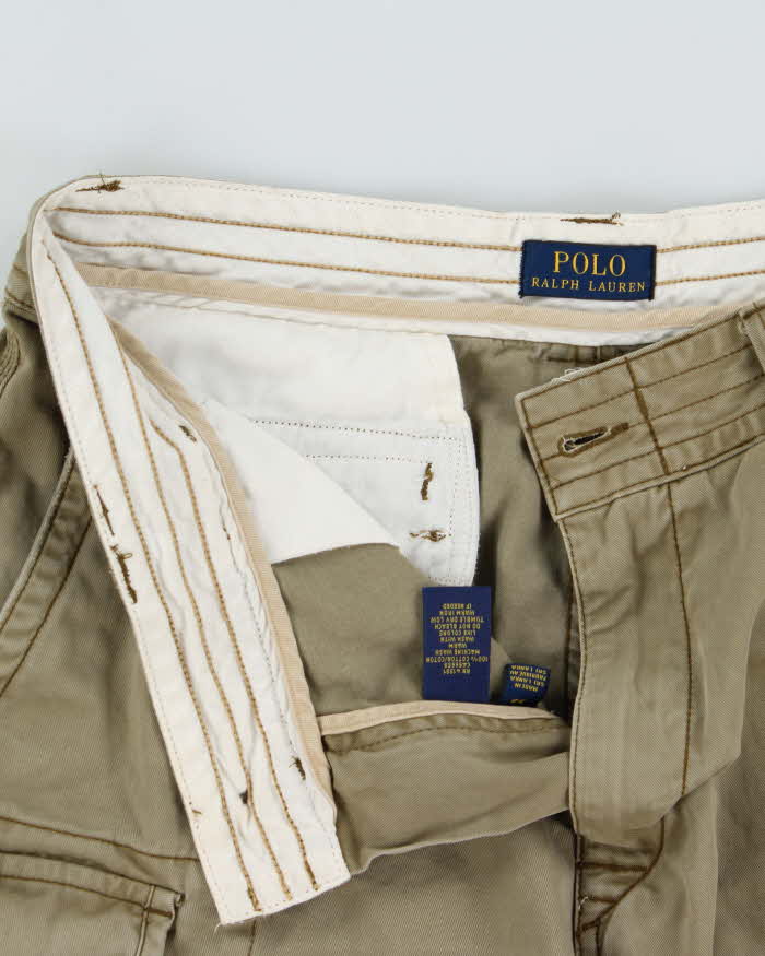 Vintage Polo Ralph Lauren Khaki Relaxed Fit Classic Chino Cargo Shorts - W33