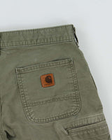 Vintage Carhartt B144 ARG Khaki Canvas Original Fit Carpenter Shorts - W34